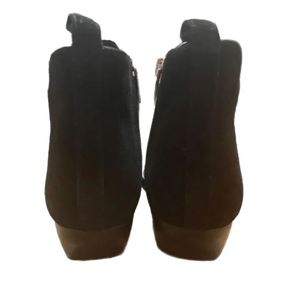 Marc Fisher Obrra Western Black Suede Ankle Boots