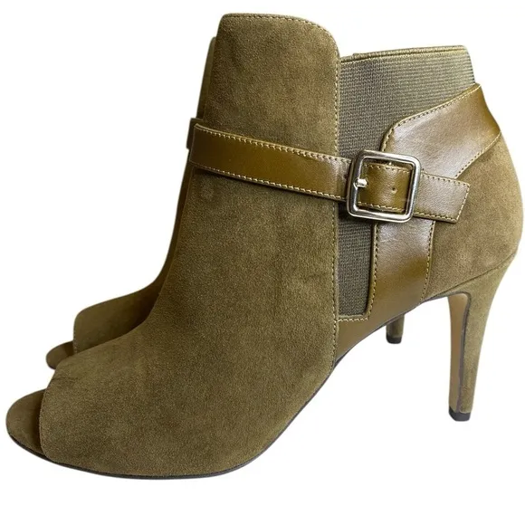 Marc Fisher Peep Toe Stiletto Suede Ankle Boots Shimmee Women’s Size 7