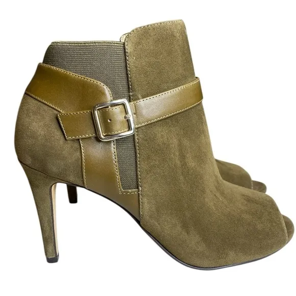 Marc Fisher Peep Toe Stiletto Suede Ankle Boots Shimmee Women’s Size 7
