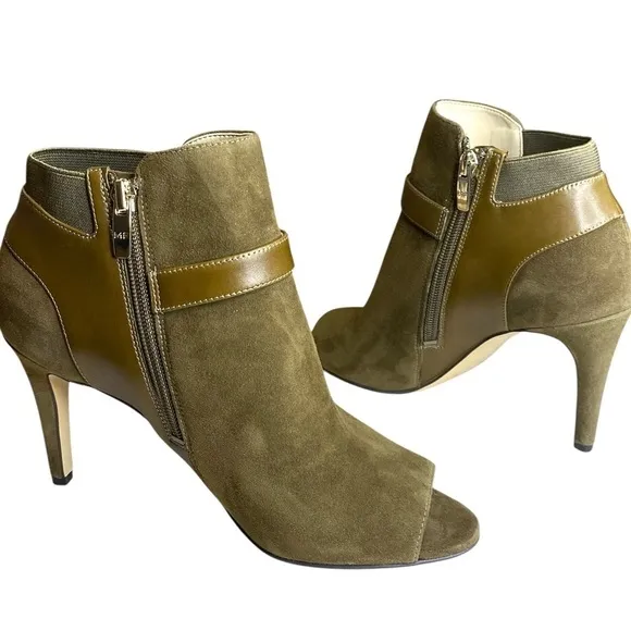 Marc Fisher Peep Toe Stiletto Suede Ankle Boots Shimmee Women’s Size 7