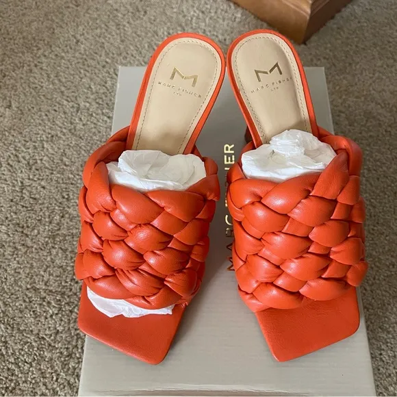 Marc Fisher Puffy Heeled Sandals orange size 7