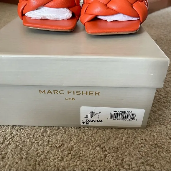Marc Fisher Puffy Heeled Sandals orange size 7
