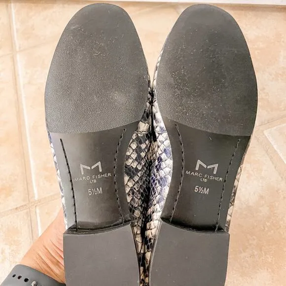 Marc Fisher Snakeprint Leather Chang2 Loafers, NWOT, Size 5.5, MSRP $210