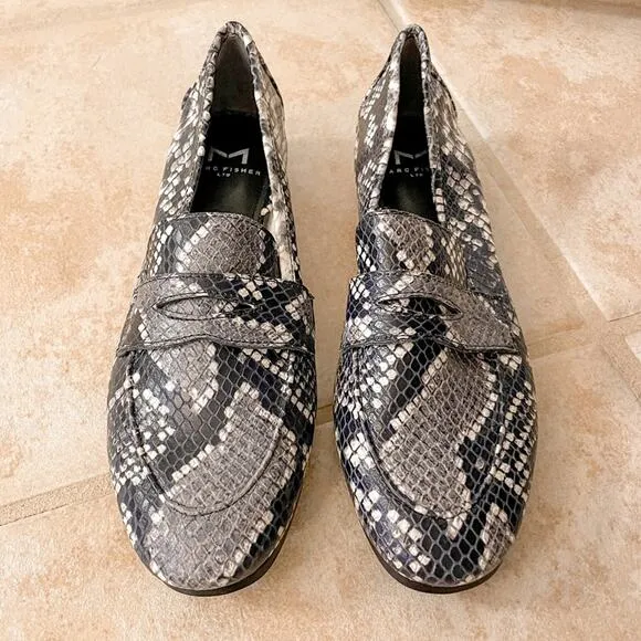Marc Fisher Snakeprint Leather Chang2 Loafers, NWOT, Size 5.5, MSRP $210