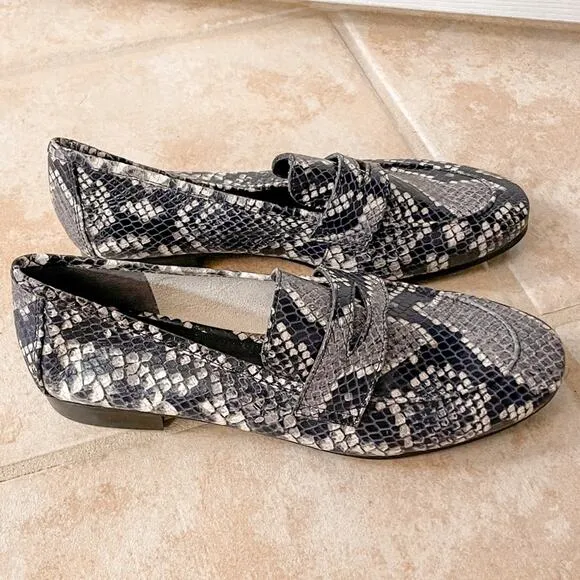 Marc Fisher Snakeprint Leather Chang2 Loafers, NWOT, Size 5.5, MSRP $210