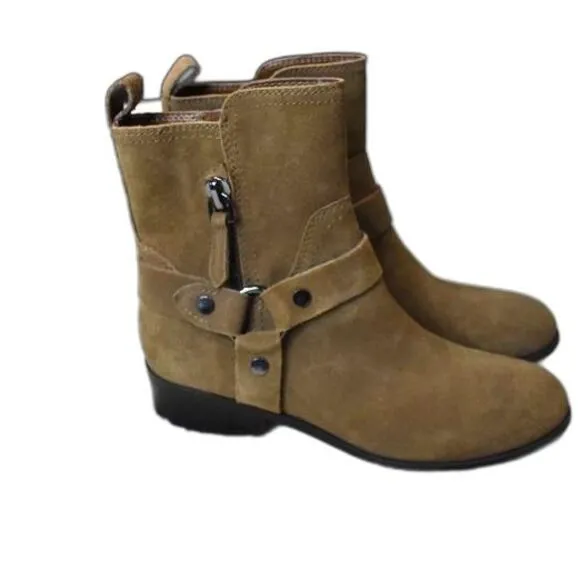Marc Fisher Suede Ankle Boots Size 8.5 Brown Western Cowgirl
