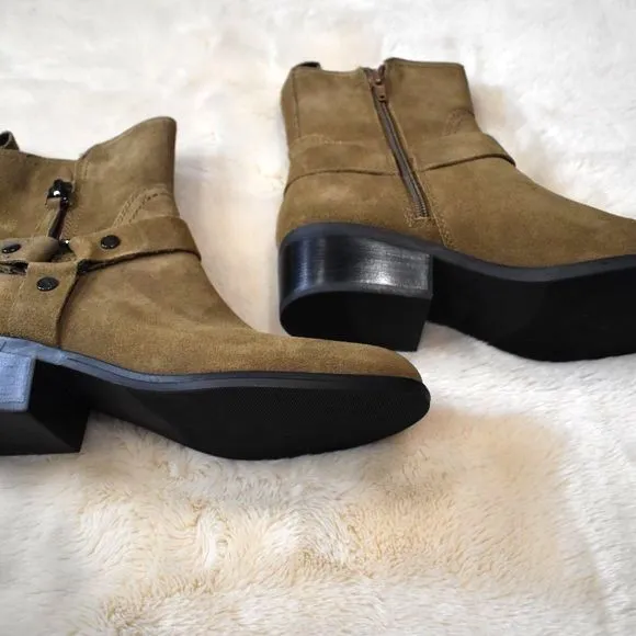 Marc Fisher Suede Ankle Boots Size 8.5 Brown Western Cowgirl