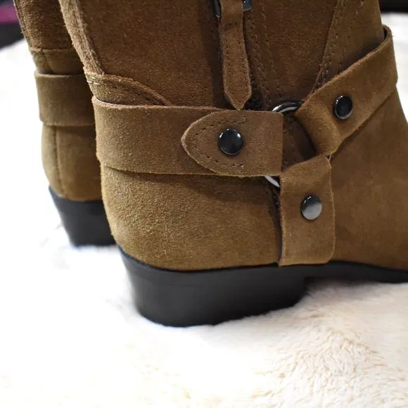 Marc Fisher Suede Ankle Boots Size 8.5 Brown Western Cowgirl