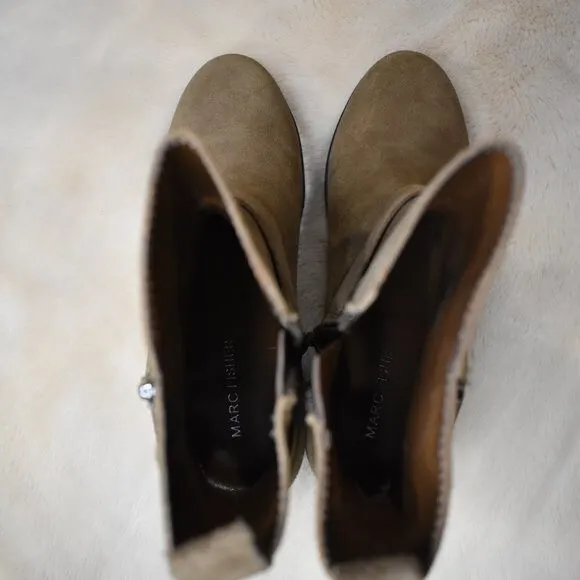 Marc Fisher Suede Ankle Boots Size 8.5 Brown Western Cowgirl