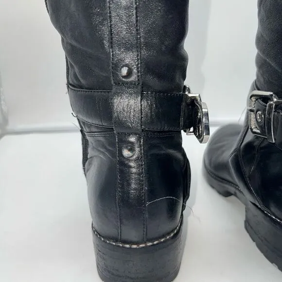 Marc Fisher Women's Black Misty Leather Knee High Riding Boots
