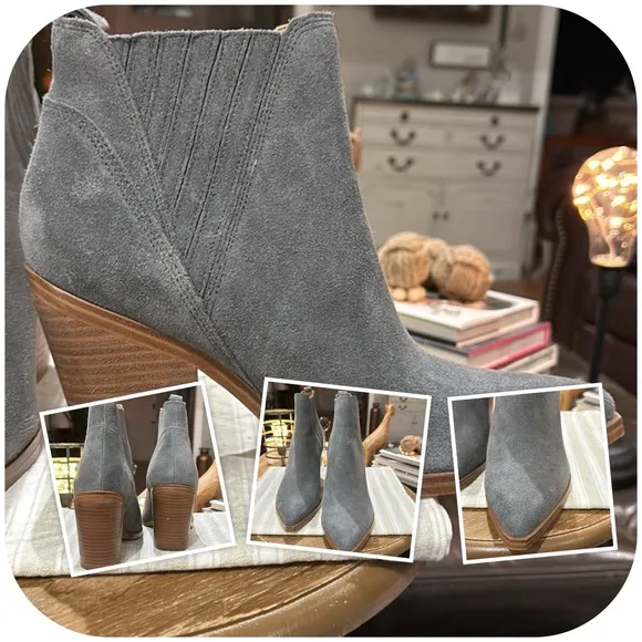 Marc Fisher Women’s Suede Gadri Bootie, in Medium Grey. Size 9.5 NWOB, Unworn