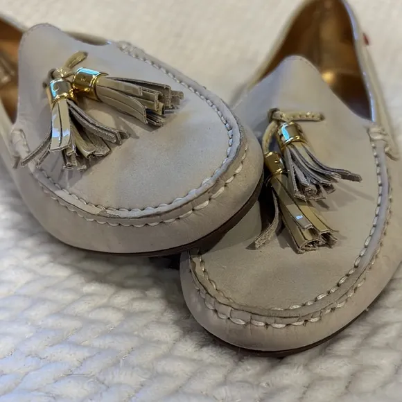 Marc Joseph Beige Leather Tassel Mocassin Leather Loafers Size 9
