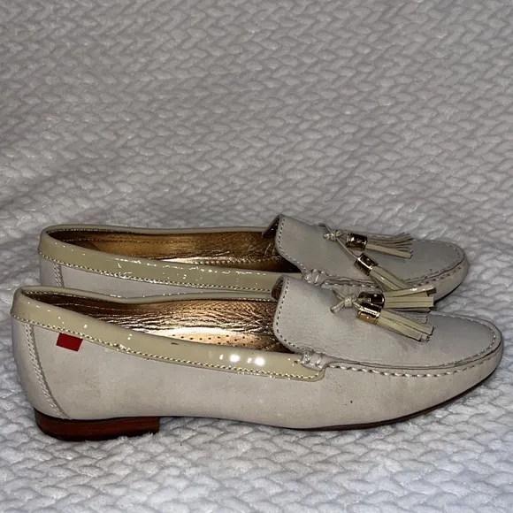 Marc Joseph Beige Leather Tassel Mocassin Leather Loafers Size 9