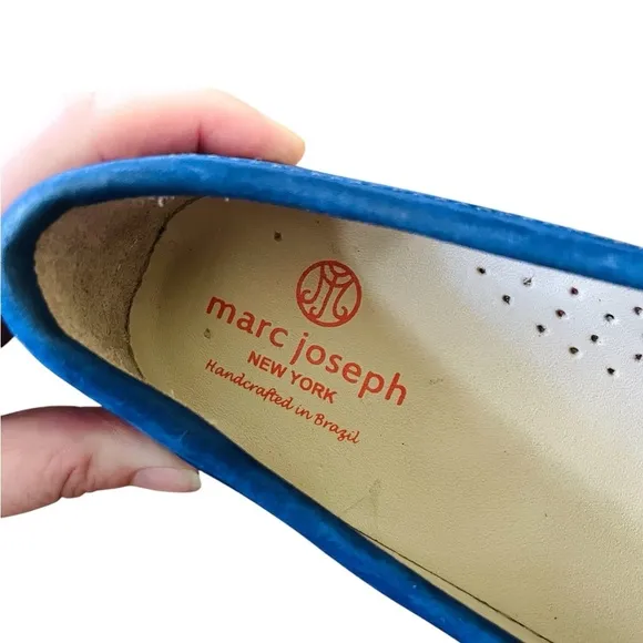 Marc Joseph Louisville leather silver studded slip-on loafers SZ 3.5 kids blue
