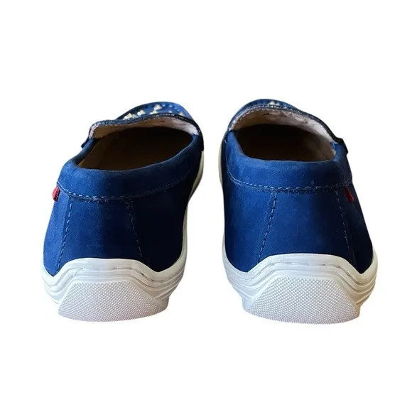 Marc Joseph Louisville leather silver studded slip-on loafers SZ 3.5 kids blue