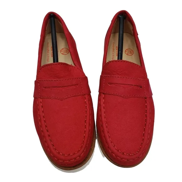 Marc Joseph | NIB Dumbo Red Nobuck Classic Preppy Leather Loafers Boy's 13
