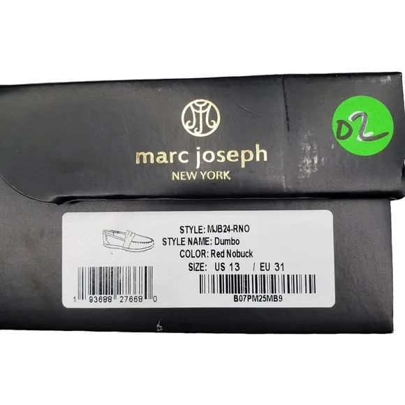 Marc Joseph | NIB Dumbo Red Nobuck Classic Preppy Leather Loafers Boy's 13