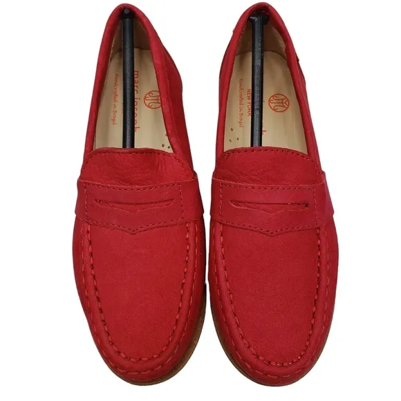 Marc Joseph | NIB Dumbo Red Nobuck Classic Preppy Leather Loafers Boy's 13