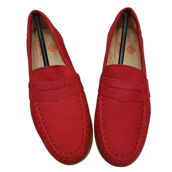Marc Joseph | NIB Dumbo Red Nobuck Classic Preppy Leather Loafers Boy's 13