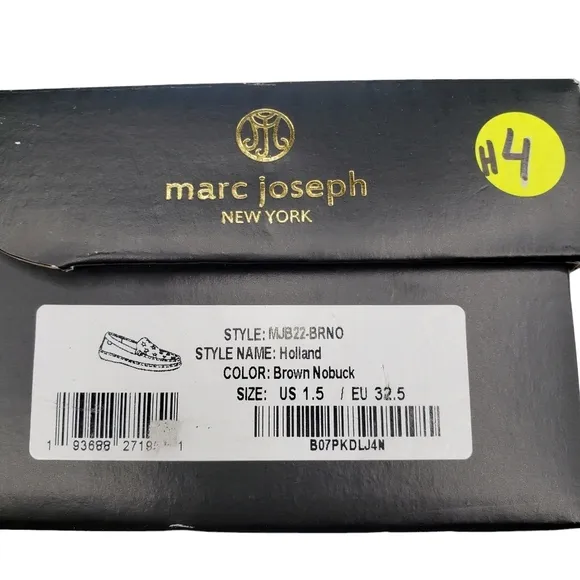 Marc Joseph | NIB Holland Brown Nobuck Gold Star Leather Chic Loafers Girl's 1.5