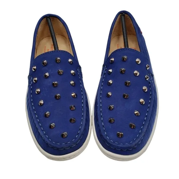 Marc Joseph | NIB Louisville Blue Nobuck Leather Preppy Studded Loafers Girl's 4