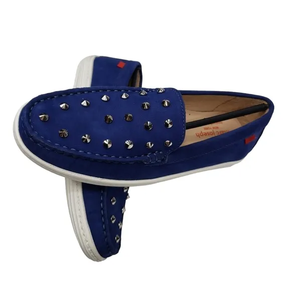 Marc Joseph | NIB Louisville Blue Nobuck Leather Preppy Studded Loafers Girl's 4
