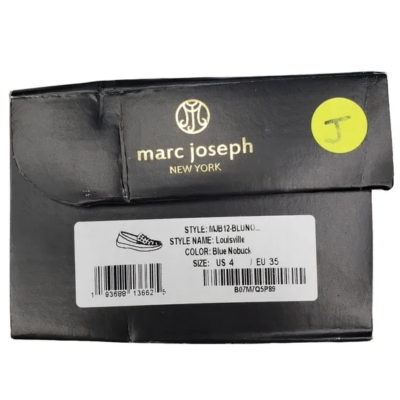 Marc Joseph | NIB Louisville Blue Nobuck Leather Preppy Studded Loafers Girl's 4