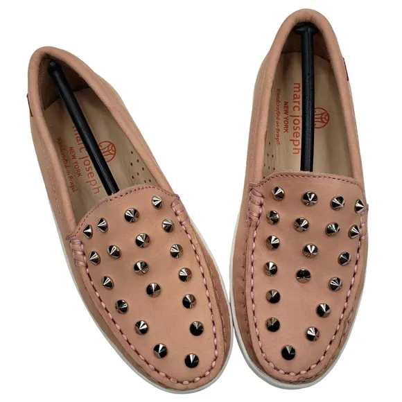 Marc Joseph | NIB Louisville Blush Nobuck Leather Studded Loafers Girl's 11.5