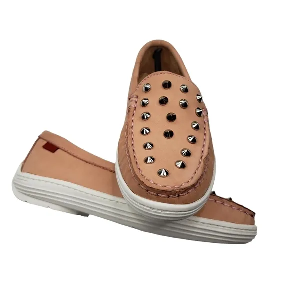 Marc Joseph | NIB Louisville Blush Nobuck Leather Studded Loafers Girl's 11.5