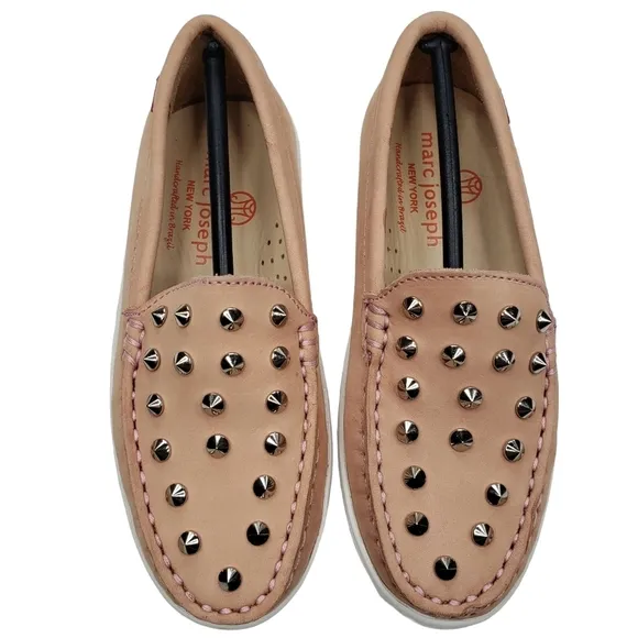 Marc Joseph | NIB Louisville Blush Nobuck Leather Studded Loafers Girl's 11.5