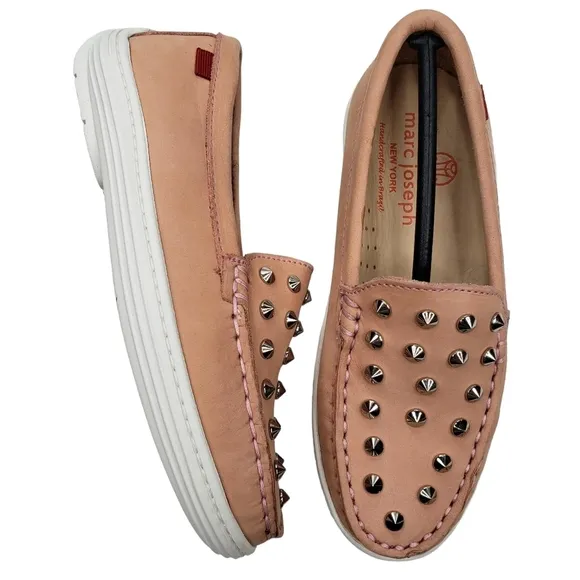 Marc Joseph | NIB Louisville Blush Nobuck Leather Studded Loafers Girl's 11.5