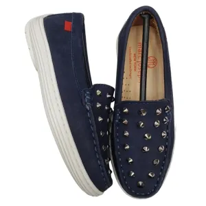Marc Joseph | NIB Louisville Navy Nobuck Leather Studded Loafers Girl's 11.5