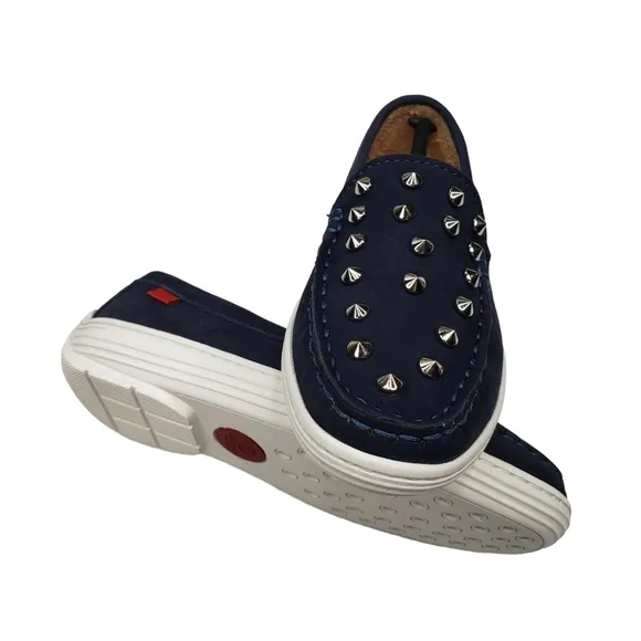 Marc Joseph | NIB Louisville Navy Nobuck Leather Studded Loafers Girl's 11.5