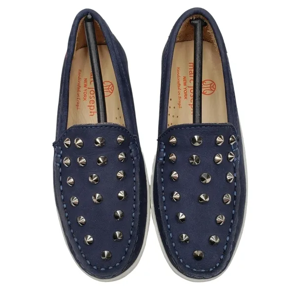 Marc Joseph | NIB Louisville Navy Nobuck Leather Studded Loafers Girl's 11.5