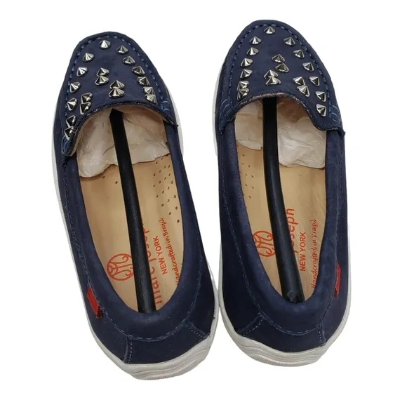 Marc Joseph | NIB Louisville Navy Nobuck Leather Studded Loafers Girl's 11.5