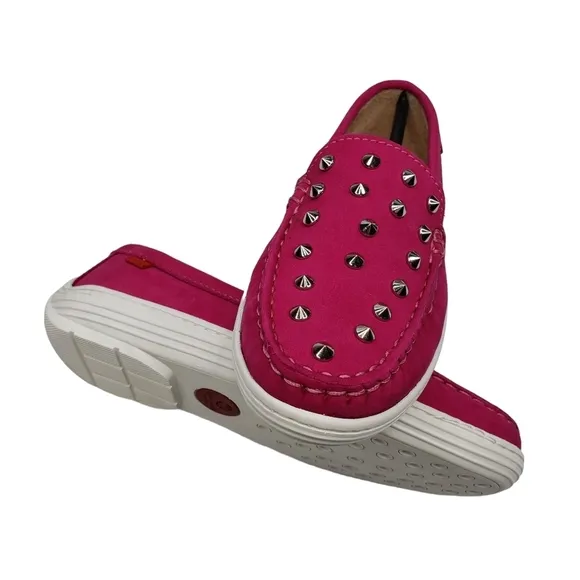 Marc Joseph | NIB Louisville Pink Nobuck Leather Studded Loafers Girl's 13.5