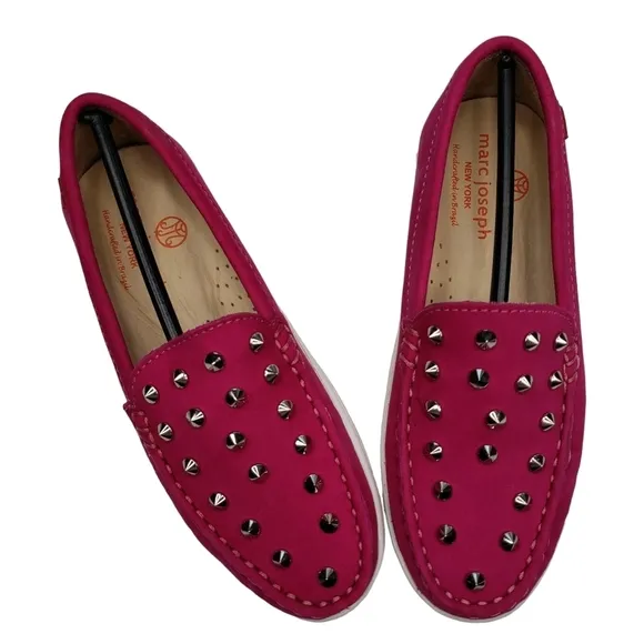 Marc Joseph | NIB Louisville Pink Nobuck Leather Studded Loafers Girl's 13.5
