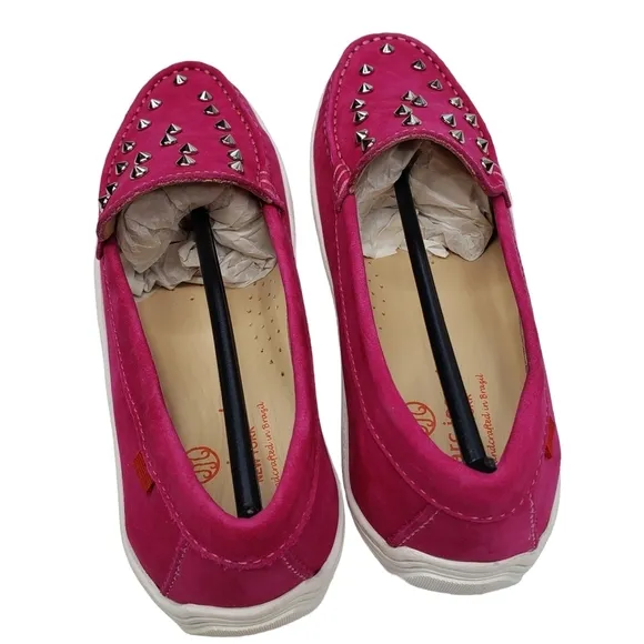 Marc Joseph | NIB Louisville Pink Nobuck Leather Studded Loafers Girl's 4