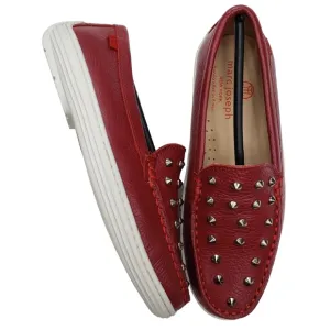 Marc Joseph | NIB Louisville Red Grainy Leather Studded Loafers Girl's 1.5