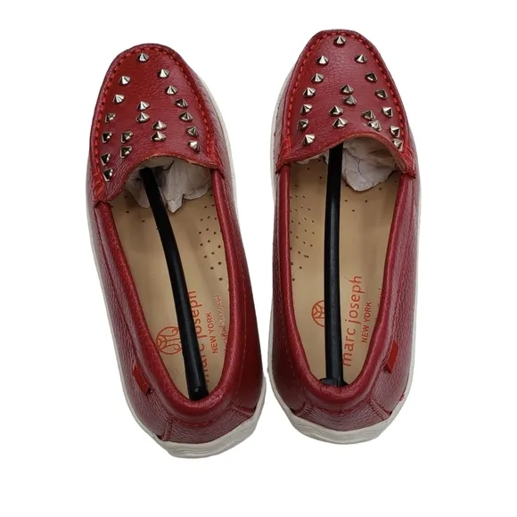 Marc Joseph | NIB Louisville Red Grainy Leather Studded Loafers Girl's 1.5