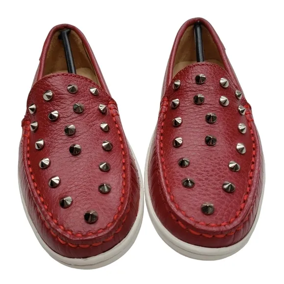 Marc Joseph | NIB Louisville Red Grainy Leather Studded Loafers Girl's 1.5
