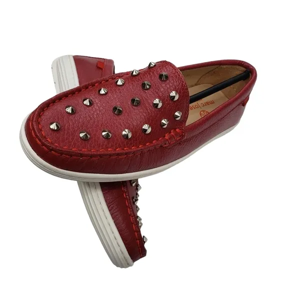 Marc Joseph | NIB Louisville Red Grainy Leather Studded Loafers Girl's 1.5