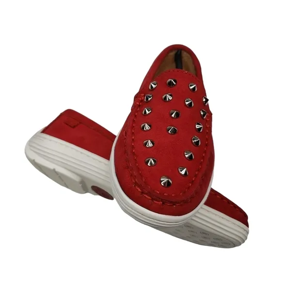 Marc Joseph | NIB Louisville Red Nobuck Leather Preppy Studded Loafers Girl's 11