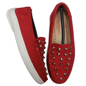 Marc Joseph | NIB Louisville Red Nobuck Leather Preppy Studded Loafers Girl's 11