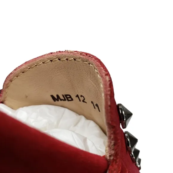 Marc Joseph | NIB Louisville Red Nobuck Leather Preppy Studded Loafers Girl's 11