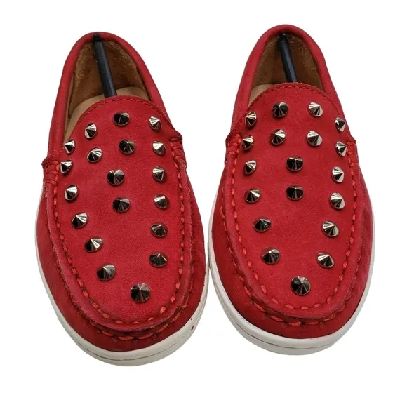 Marc Joseph | NIB Louisville Red Nobuck Leather Preppy Studded Loafers Girl's 11