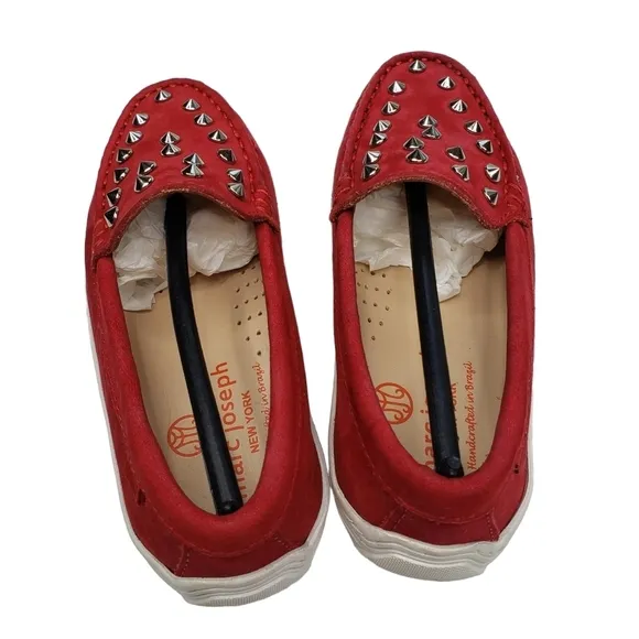 Marc Joseph | NIB Louisville Red Nobuck Leather Preppy Studded Loafers Girl's 11