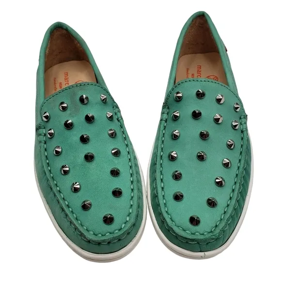 Marc Joseph | NIB Louisville Turquoise Nobuck Leather Studded Loafers Girl's 2