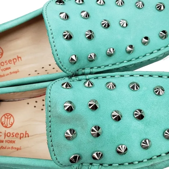 Marc Joseph | NIB Louisville Turquoise Nobuck Leather Studded Loafers Girl's 2