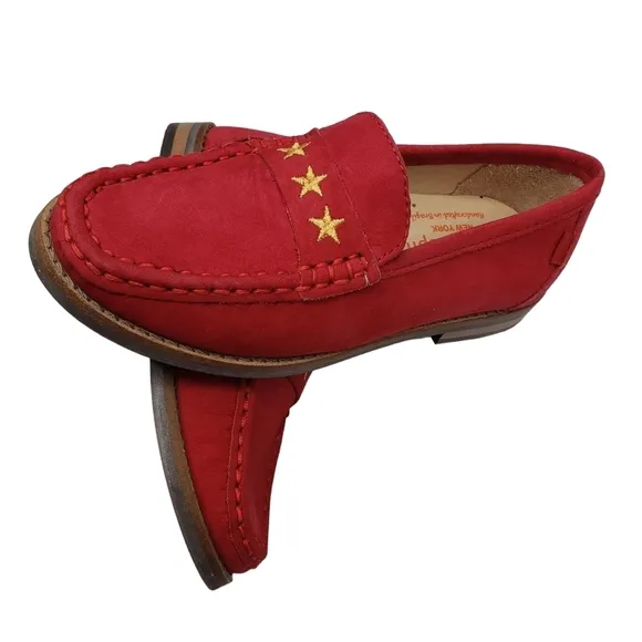 Marc Joseph | NIB Madison Red Nobuck Gold Star Preppy Leather Loafers Girl 11.5